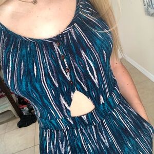 Blue crop leg romper